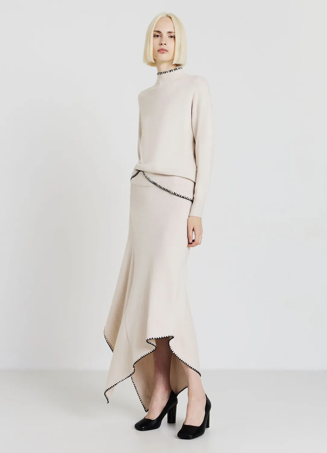 Calliope pull col montant femme contraste manches longues