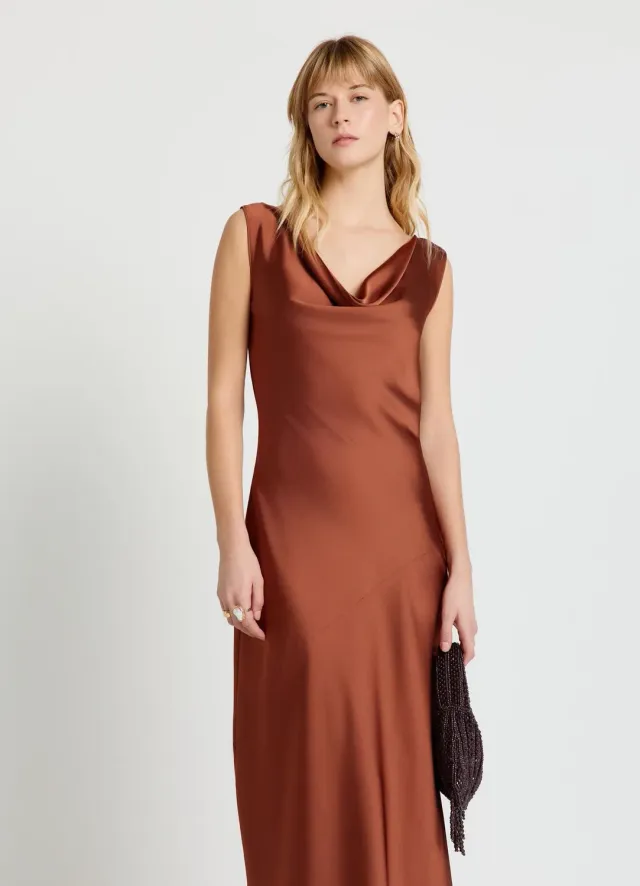 Calliope robe longue satinée dos lacé femme