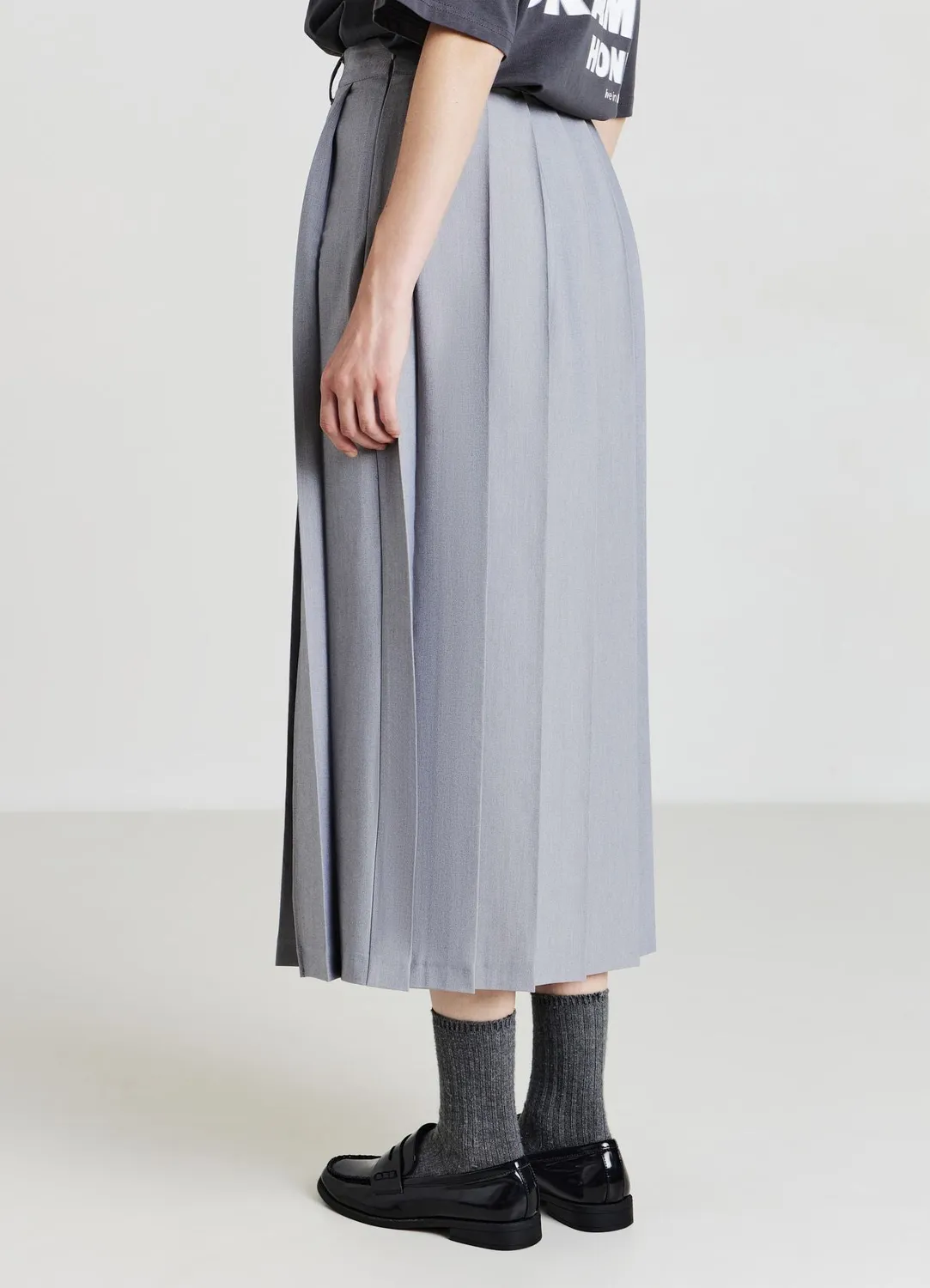 Calliope Jupe plissée midi fendue taille haute