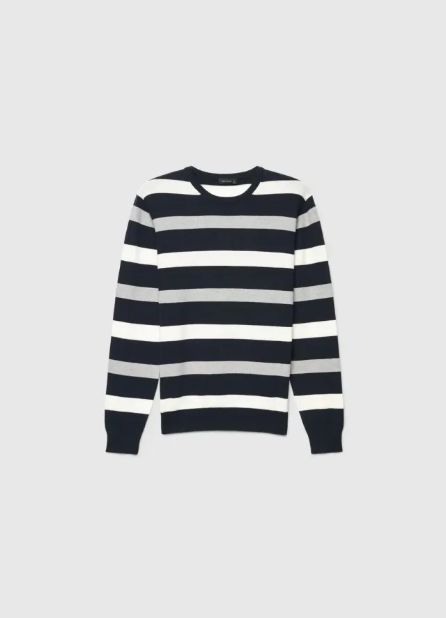 Calliope Pull rayé homme col rond côtes