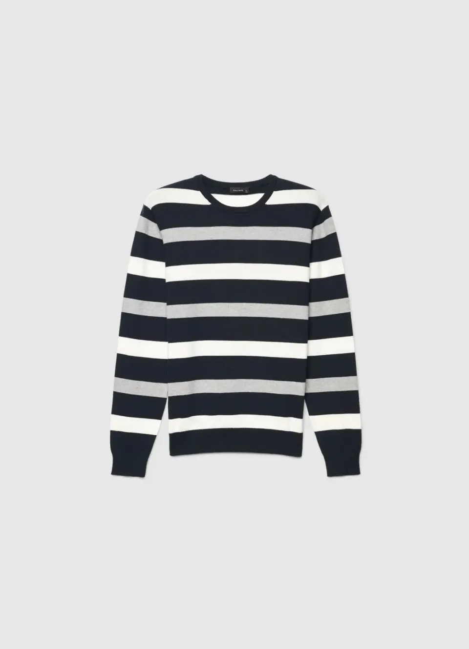 Calliope Pull rayé homme col rond côtes
