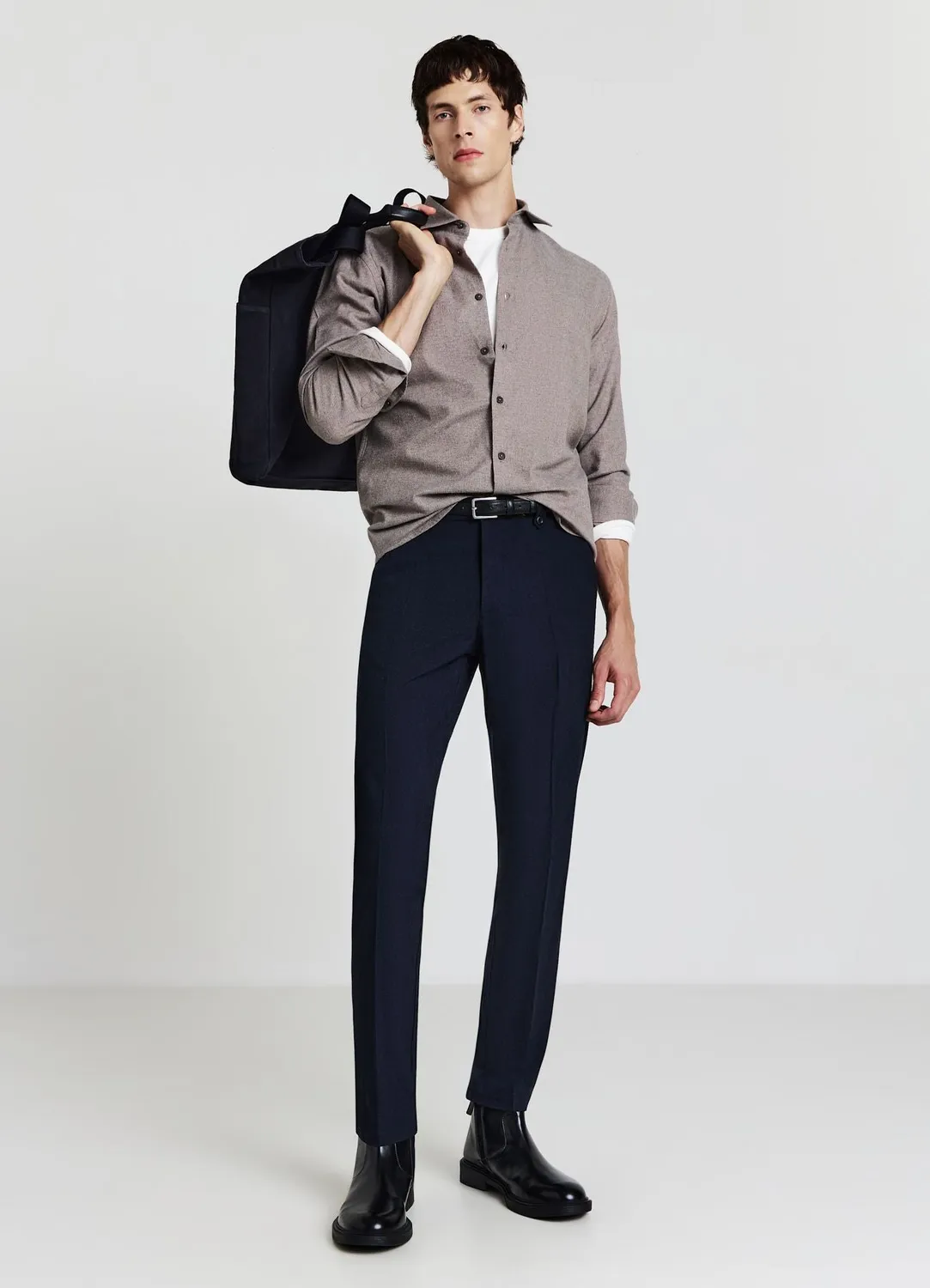 Calliope pantalon homme uni droit zip bouton classique