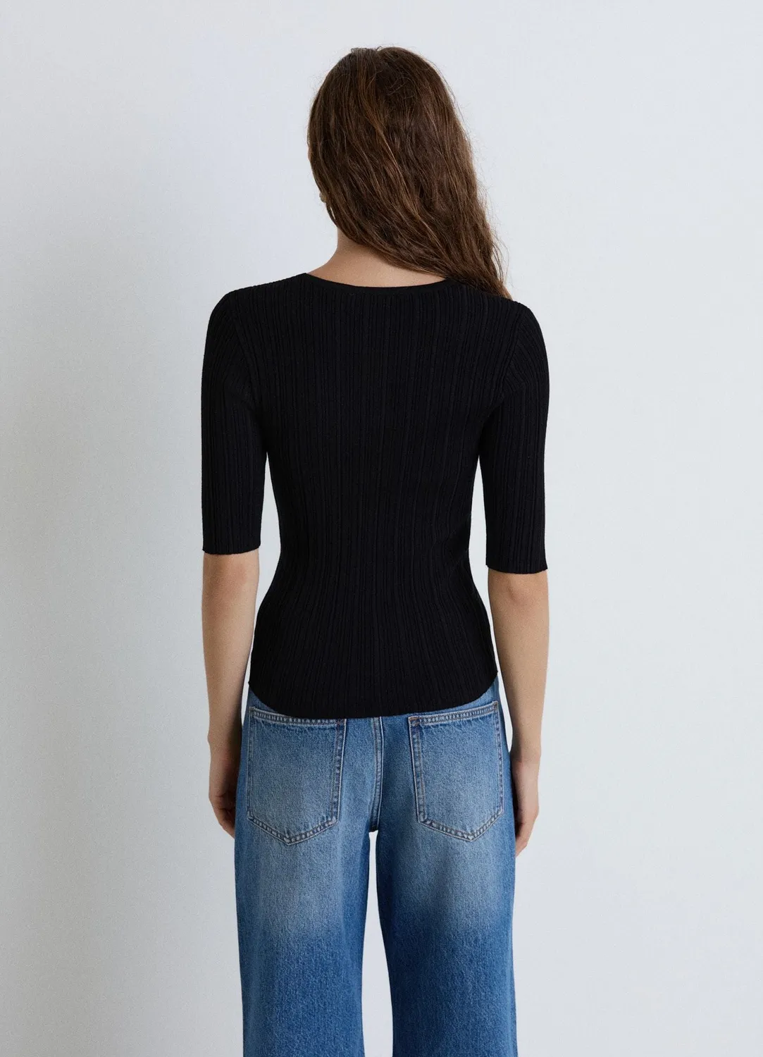 Calliope t-shirt côtelé femme col rond