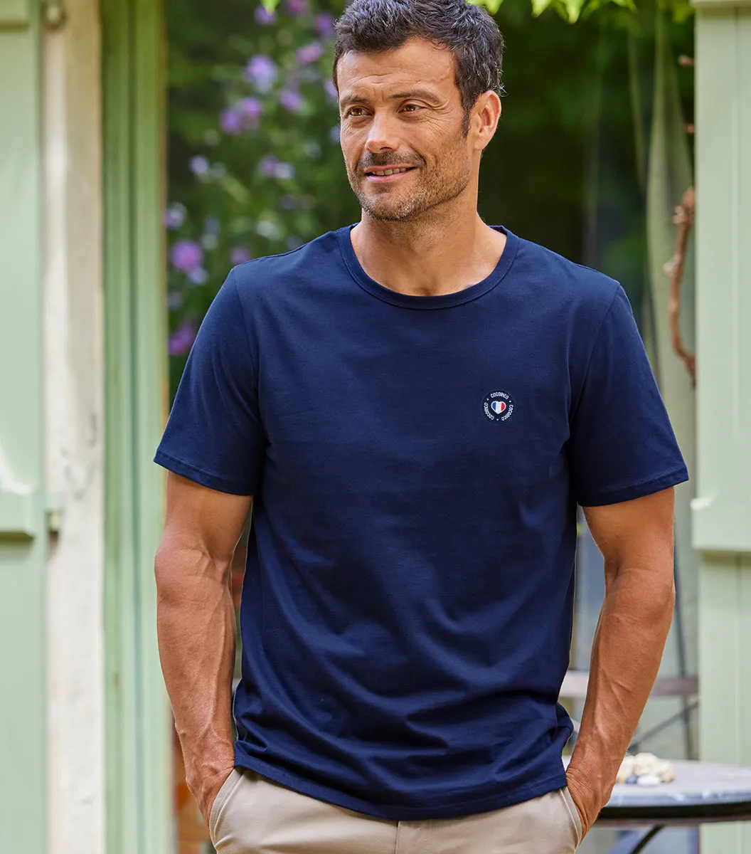 Cocorico Blason T-shirt Homme Marine 100% coton