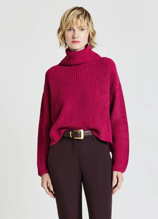 Calliope pull col roulé uni femme manches longues