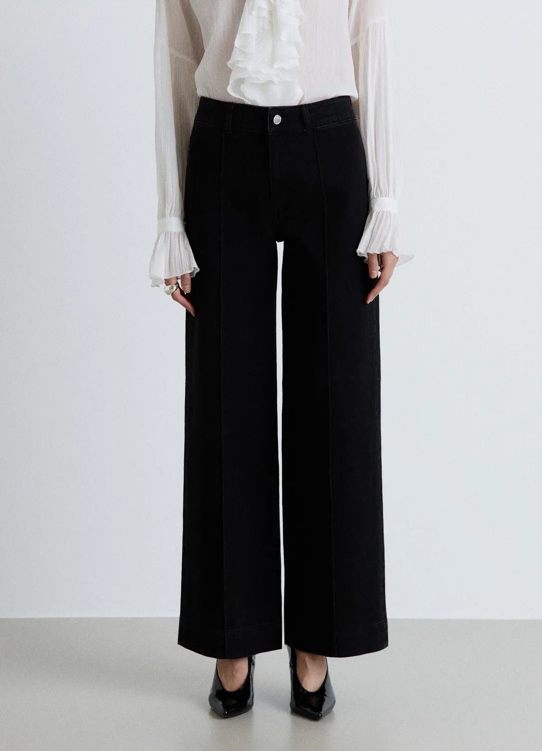 Calliope jean wide leg plis femme taille haute