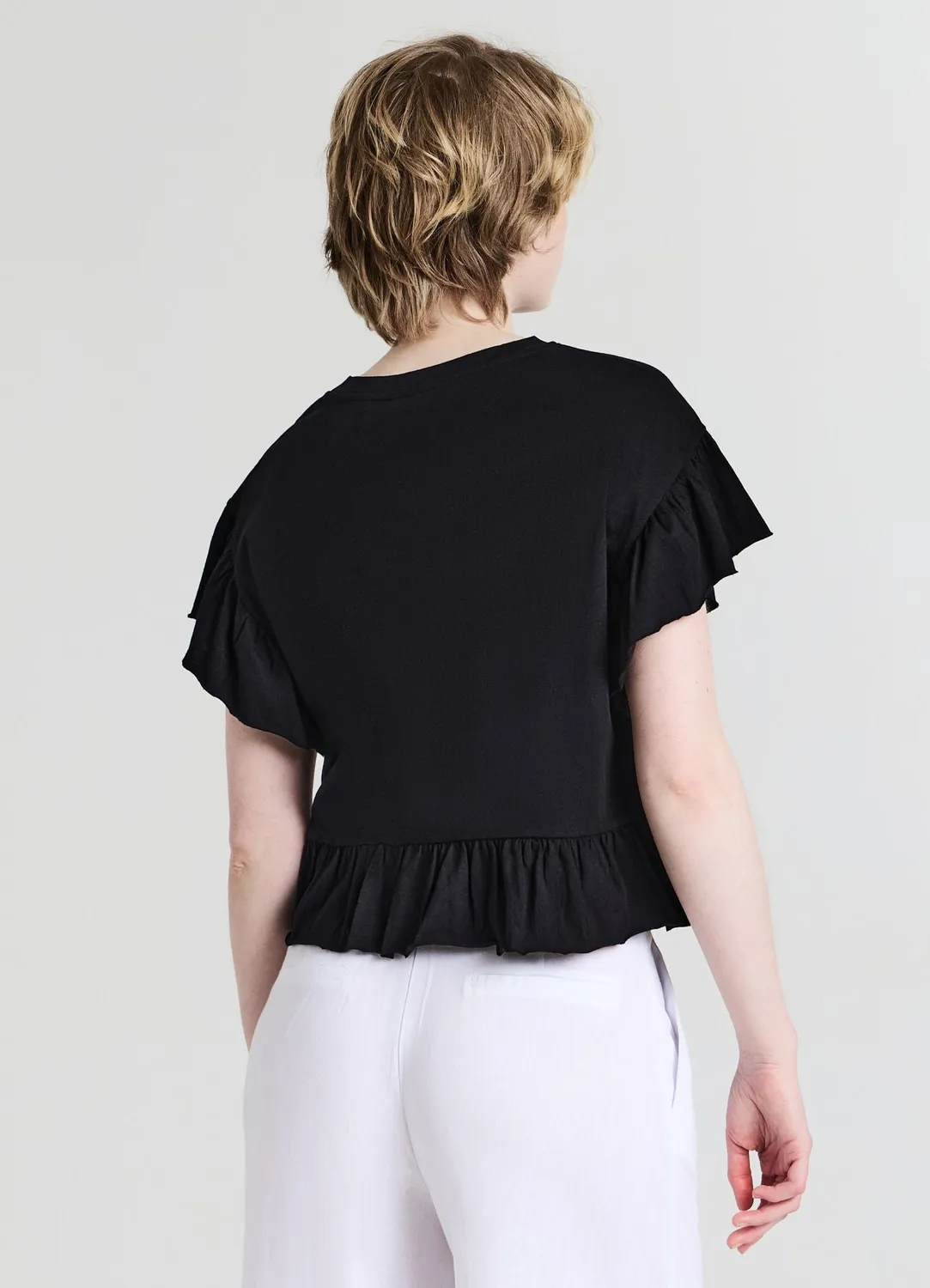 Calliope volants t-shirt femme coton col rond