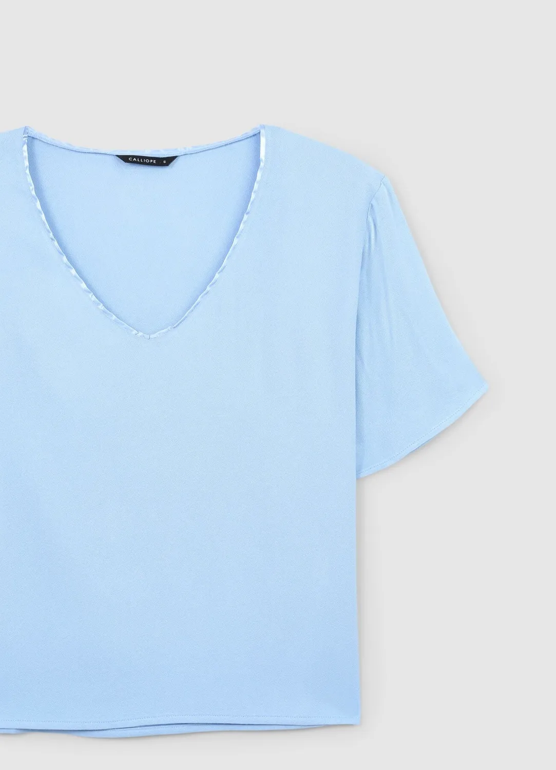 Calliope blouse col large femme manches courtes