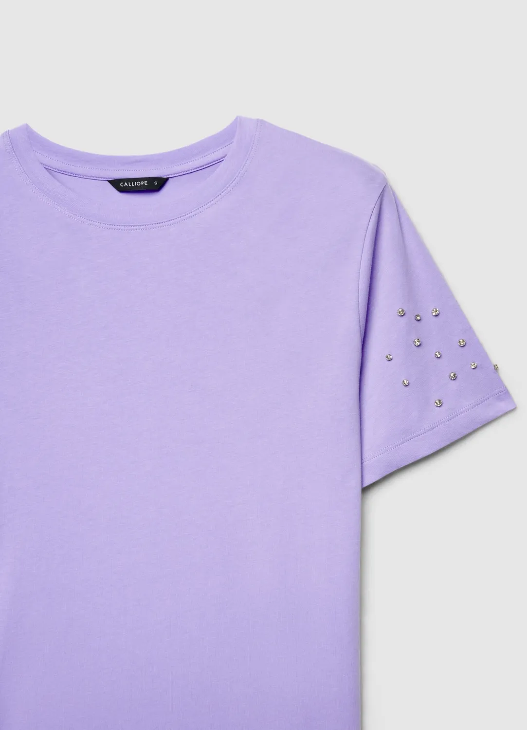 Calliope t-shirt strass femme manches courtes uni