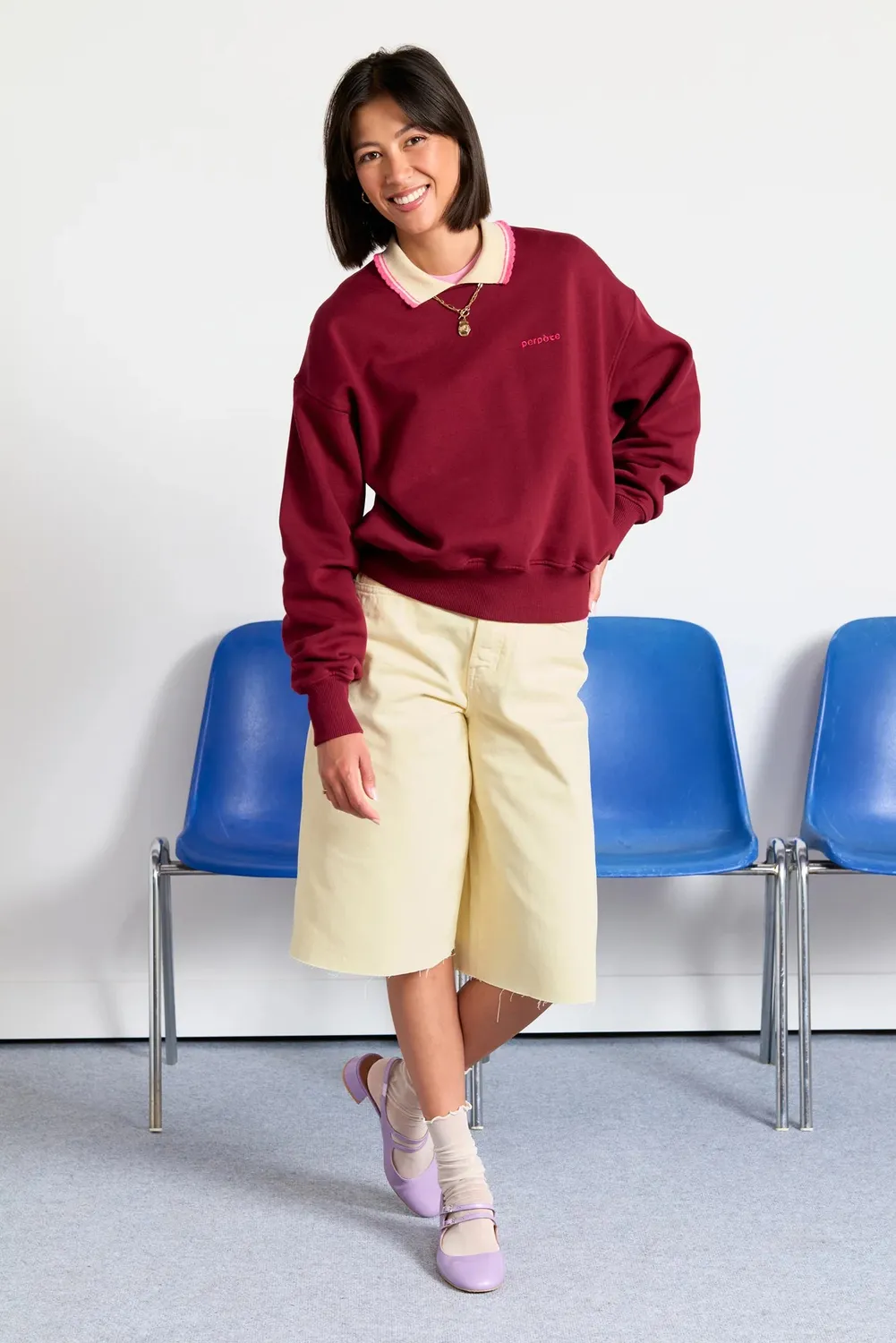 Perpète Geri sweat bordeaux coton bio