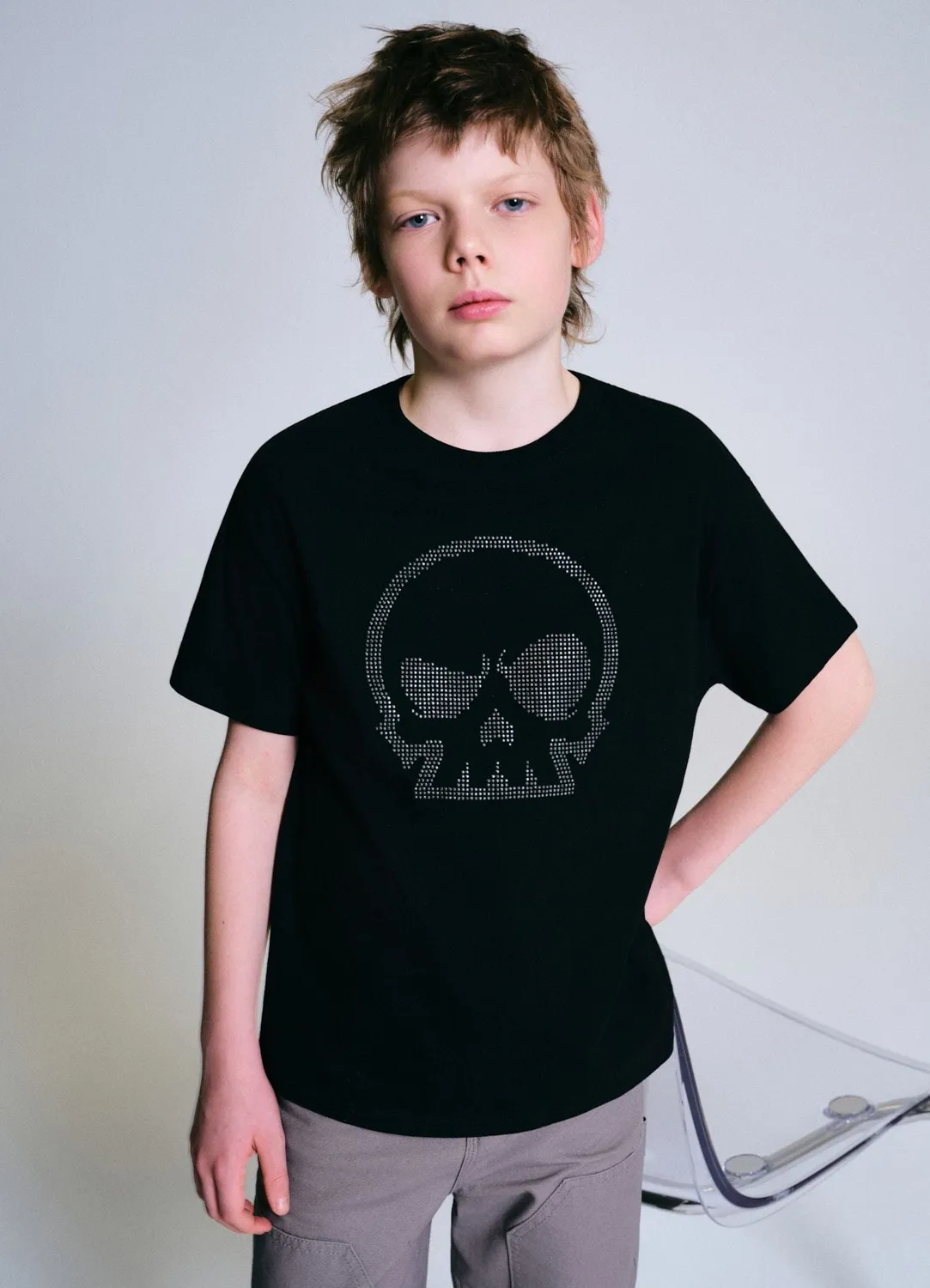 Calliope t-shirt garcon tete de mort cloute