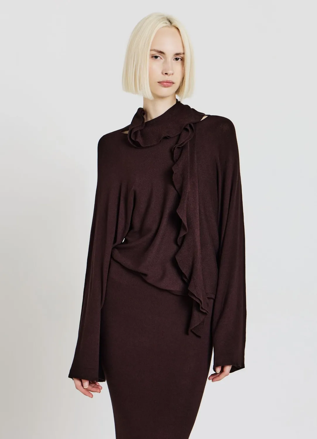 Calliope Pull volants maille fluide femme manches larges