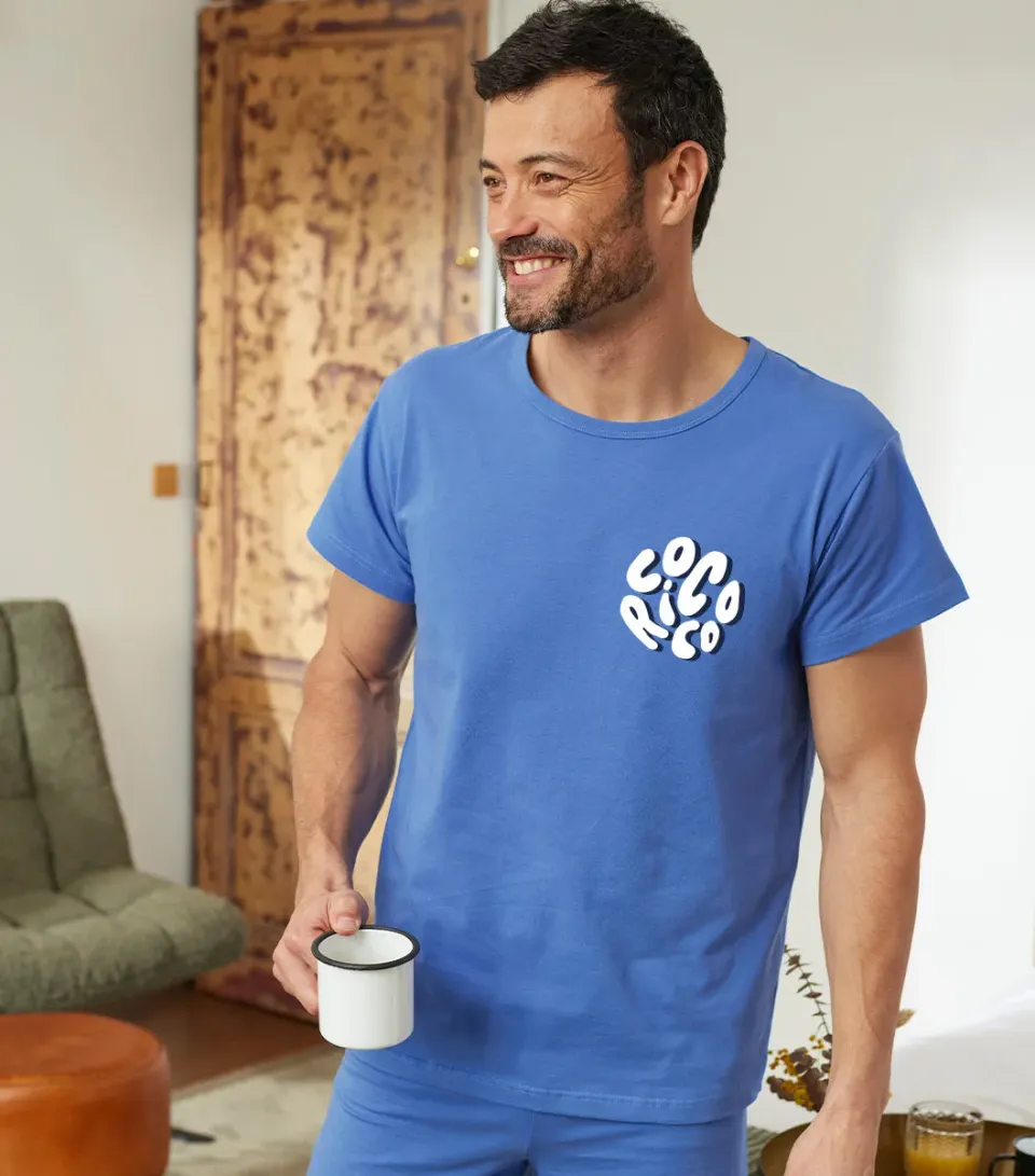 Cocorico Pyjama Bleu Riviera Nuage t-shirt homme bleu coton