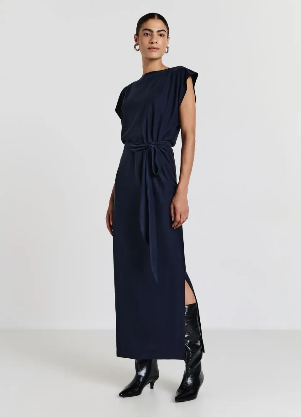 Calliope Atelier robe longue à nœud fente latérale