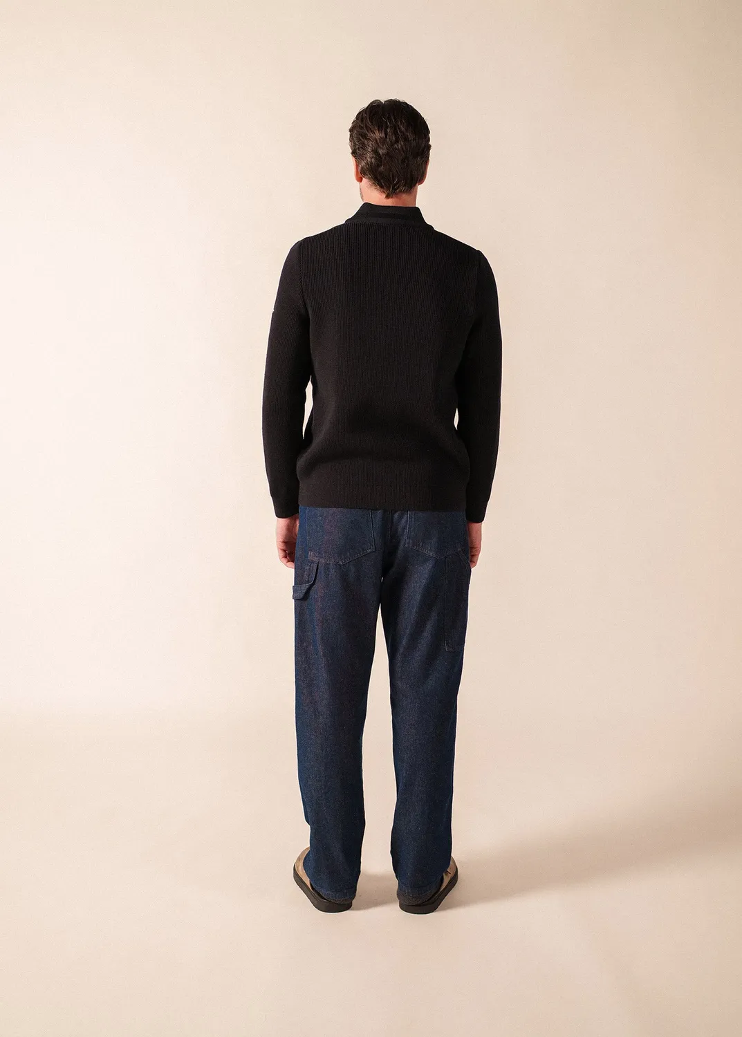 Saint James Bourboule pull navy 100% laine col montant