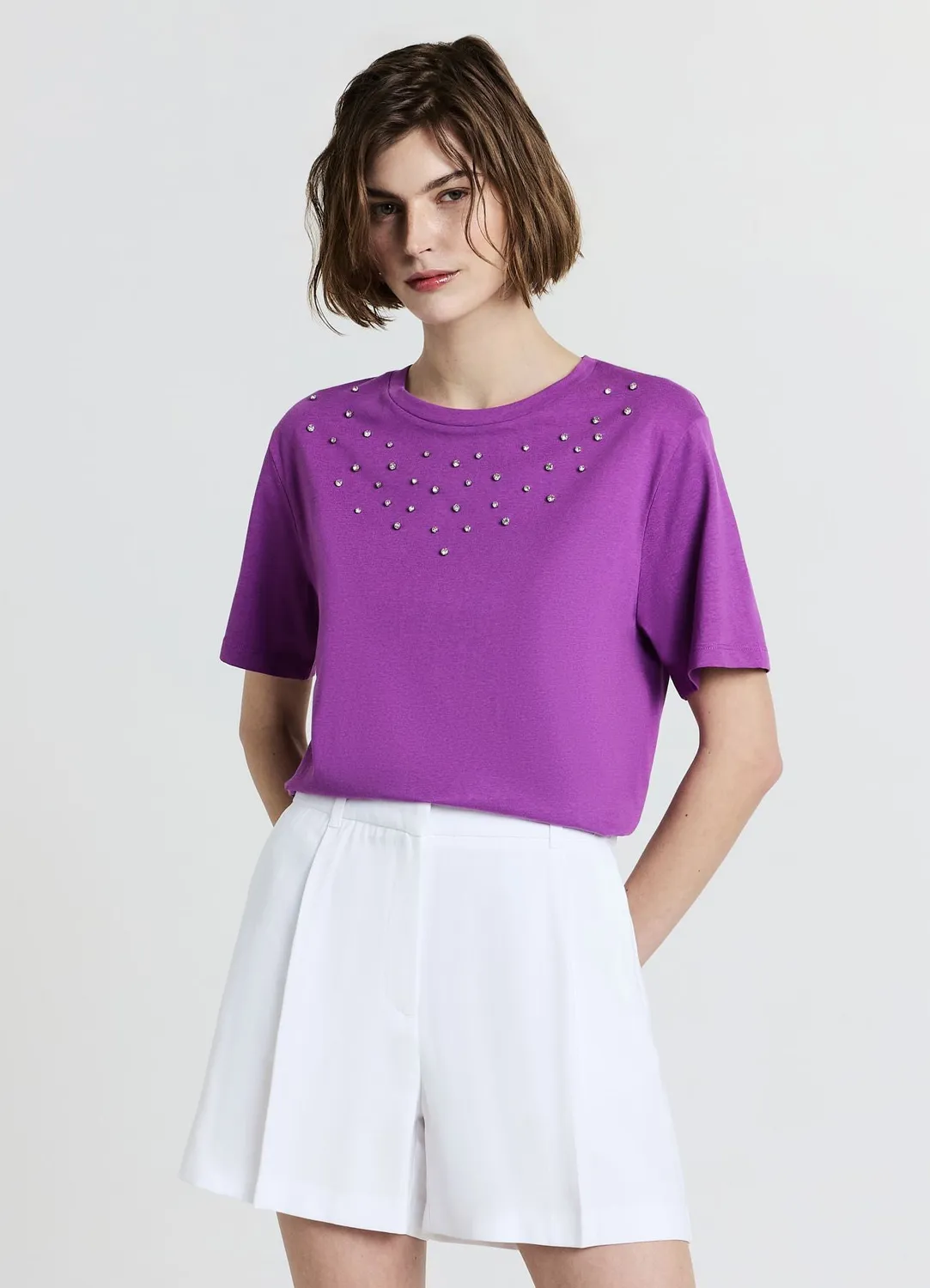 Calliope t-shirt strass coton uni femme
