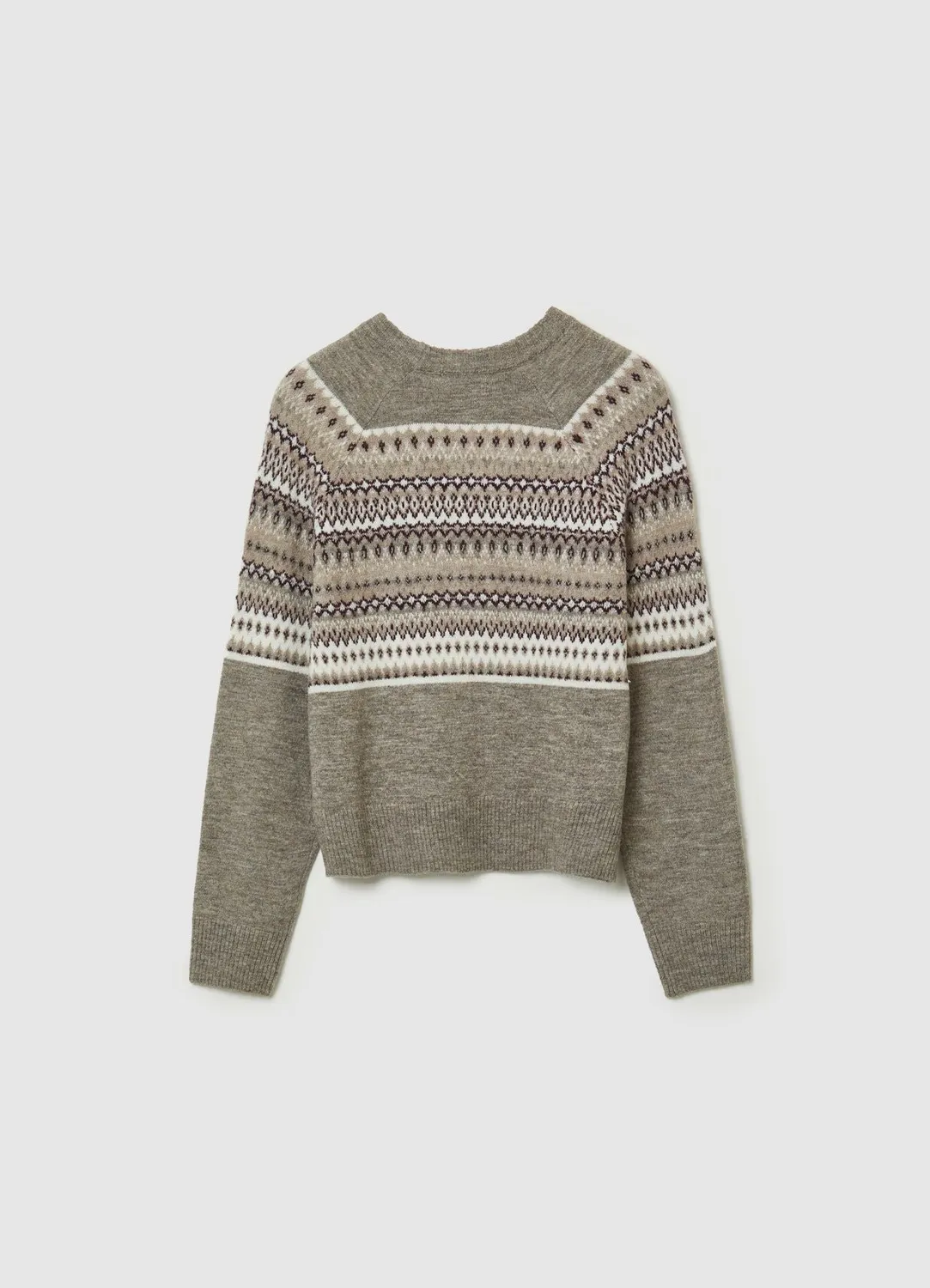 Calliope Pull femme col rond jacquard géométrique