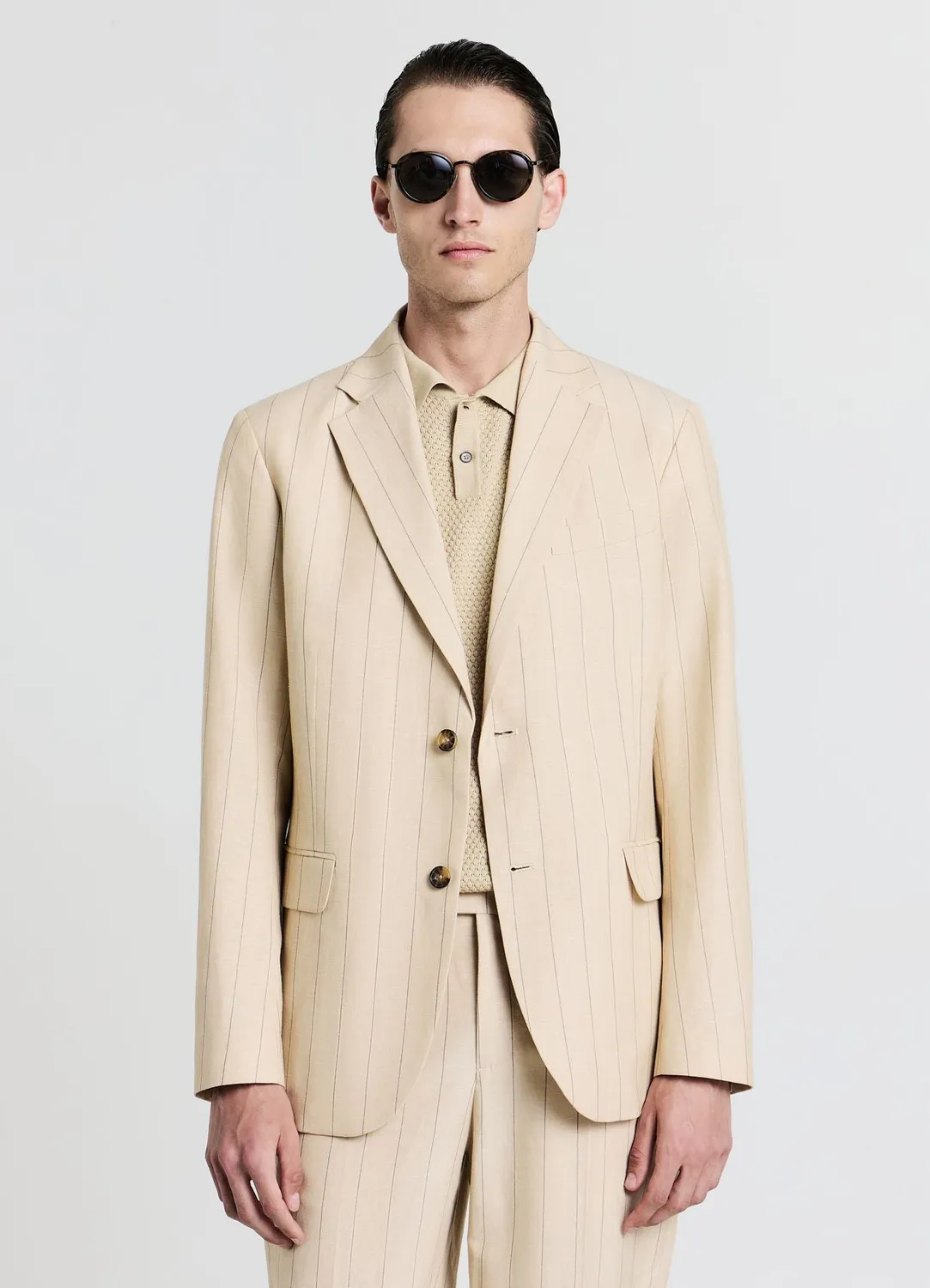 Calliope veste homme à rayures lin regular