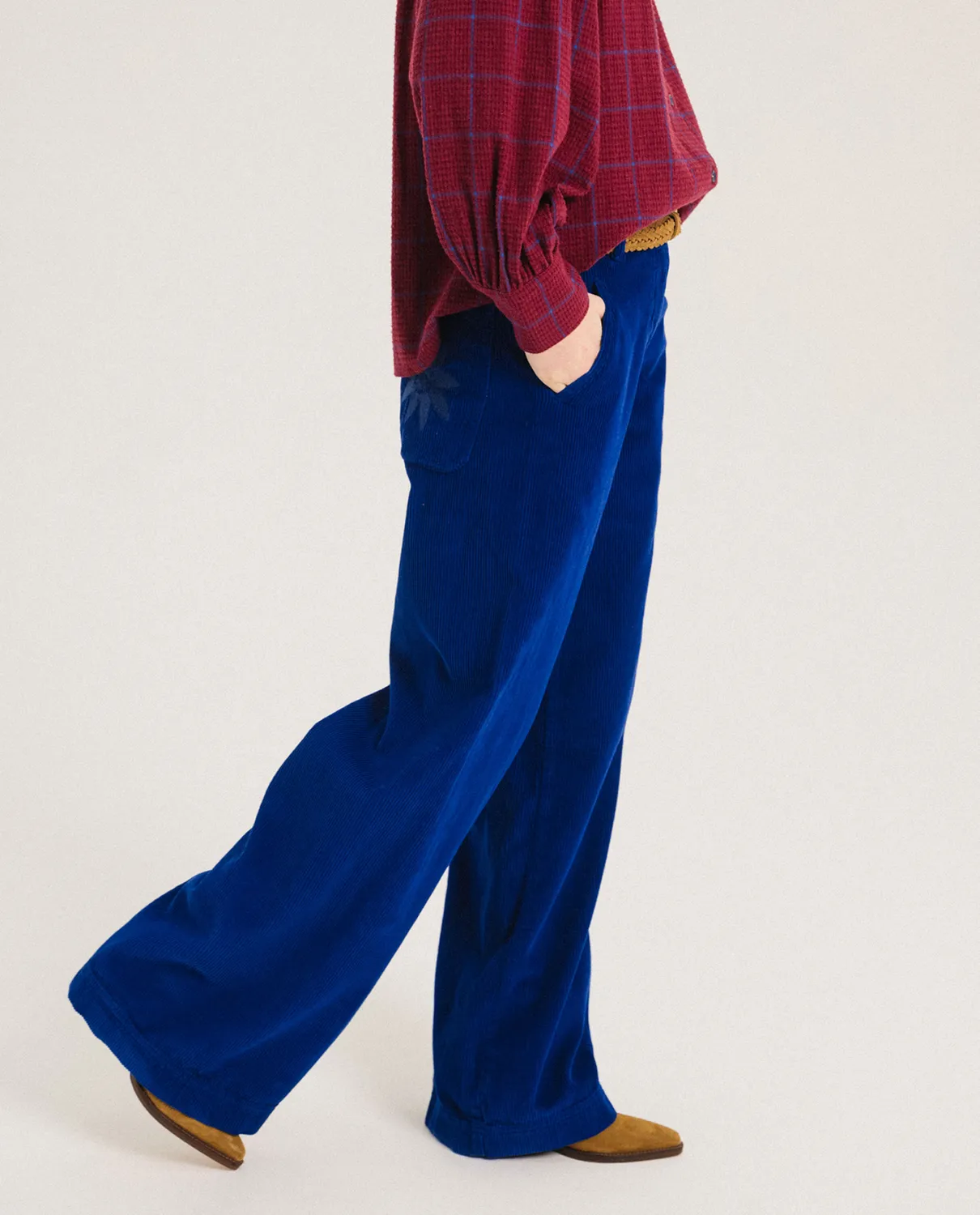 Tinsels Fedel pantalon velours klein brodé