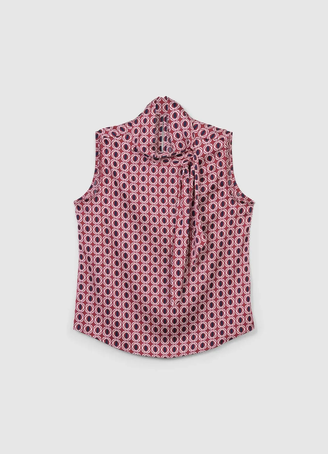Calliope top satin femme sans manches motif géométrique