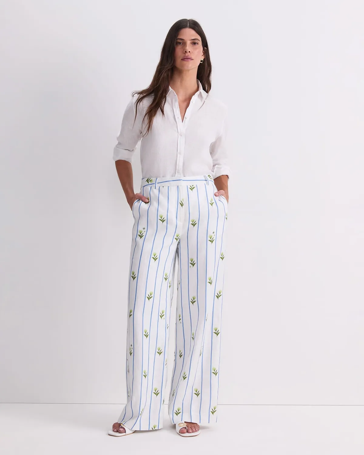 Sportscraft Hampton Stripe pantalon lin rayé