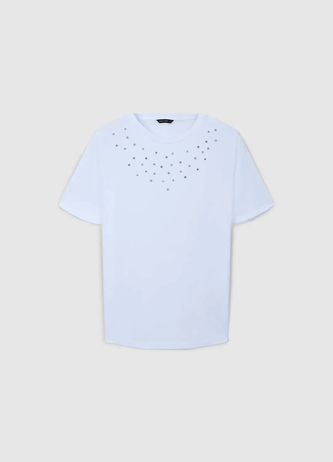Calliope T-shirt strass coton femme manches courtes