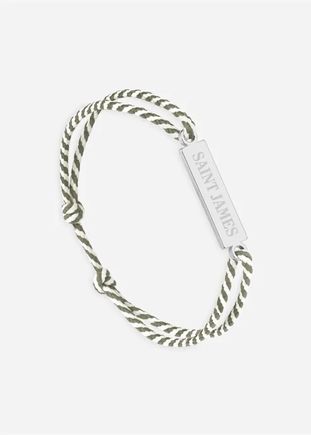 Saint James bracelet logo coton argent/kaki