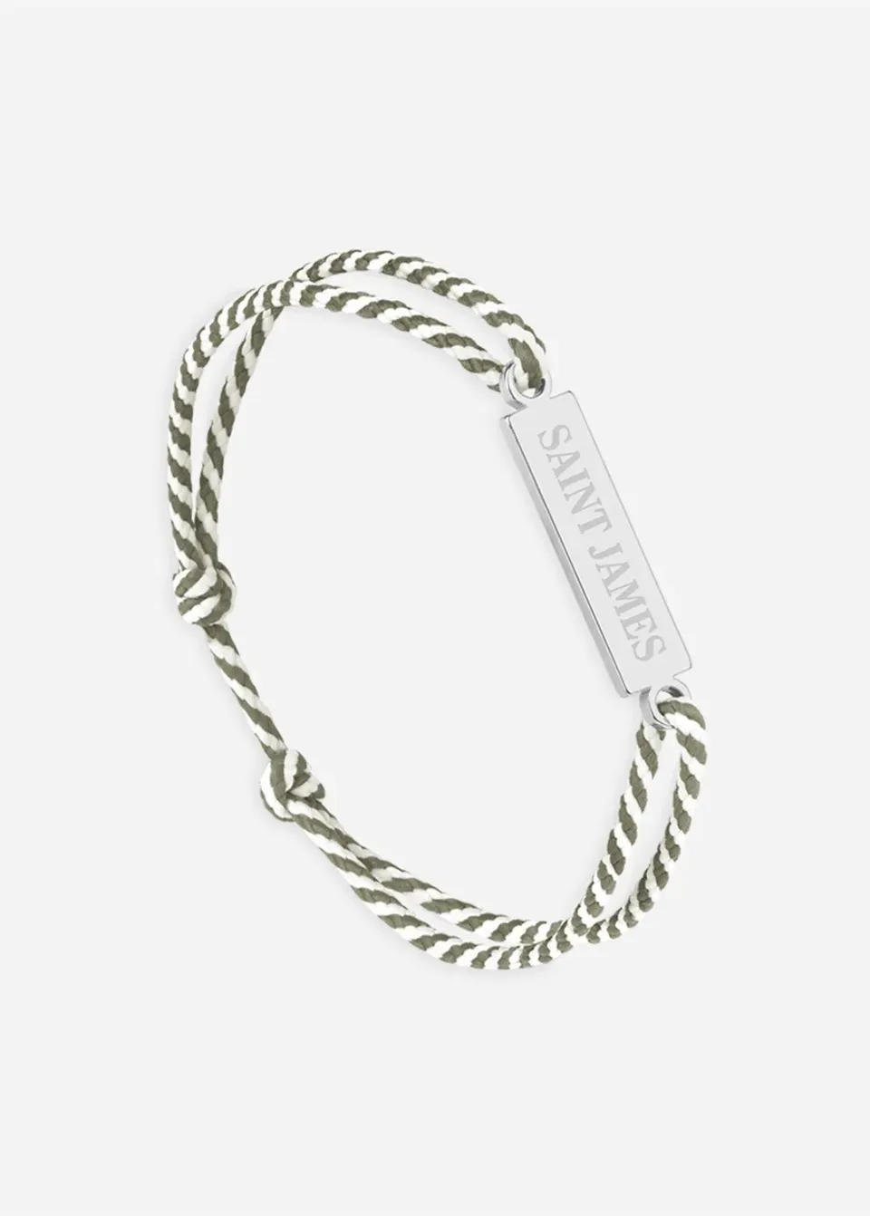 Saint James bracelet logo coton argent/kaki