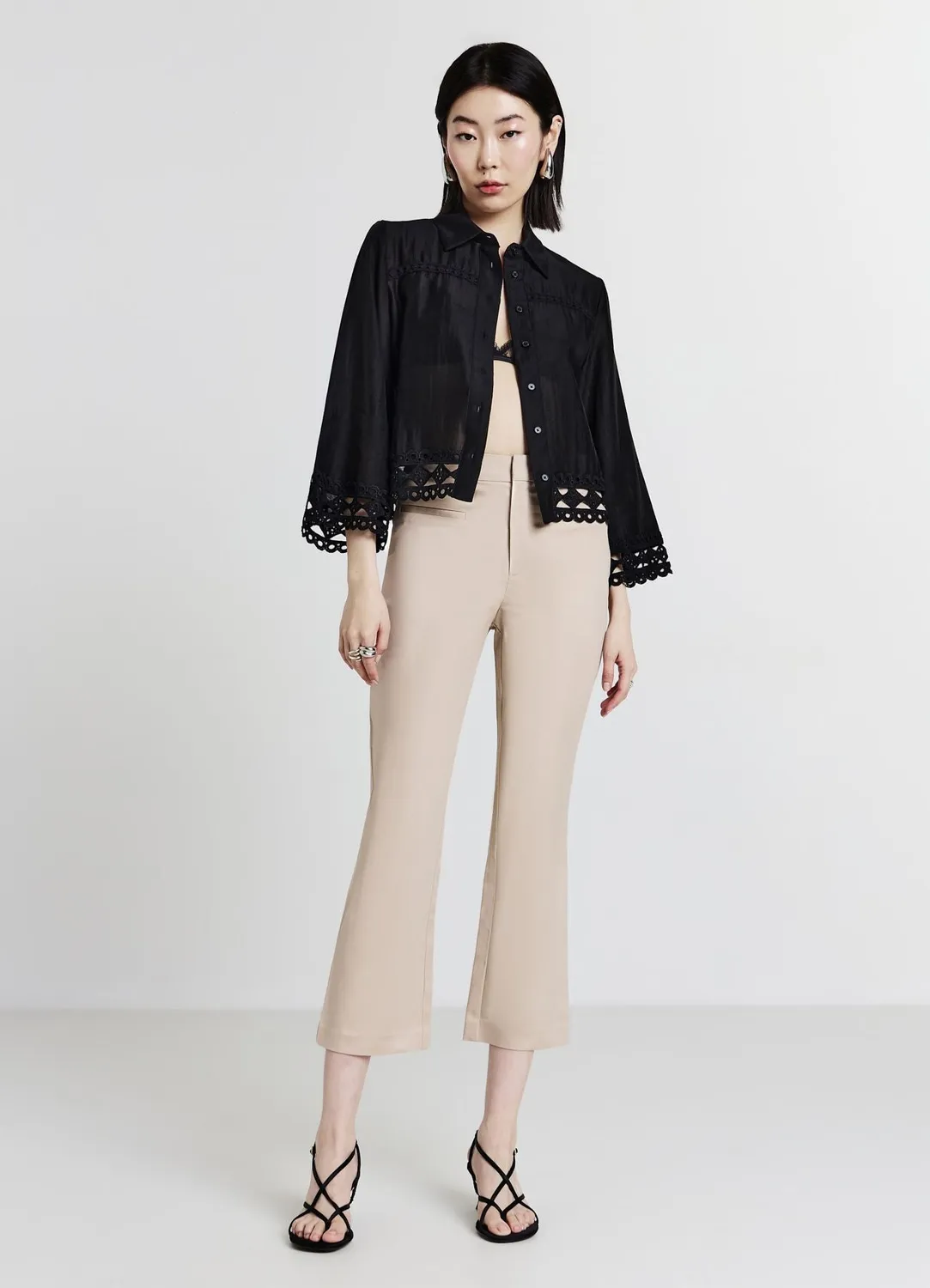 Calliope pantalon cropped flare femme coton