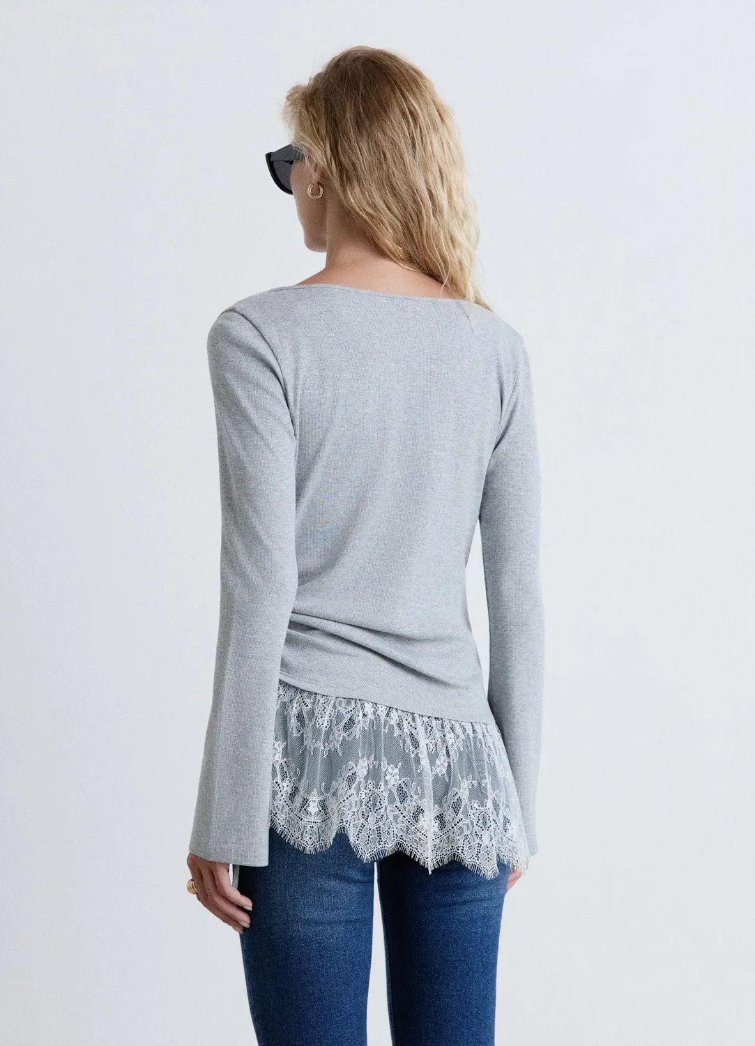 Calliope Dentelle t-shirt femme col cascade