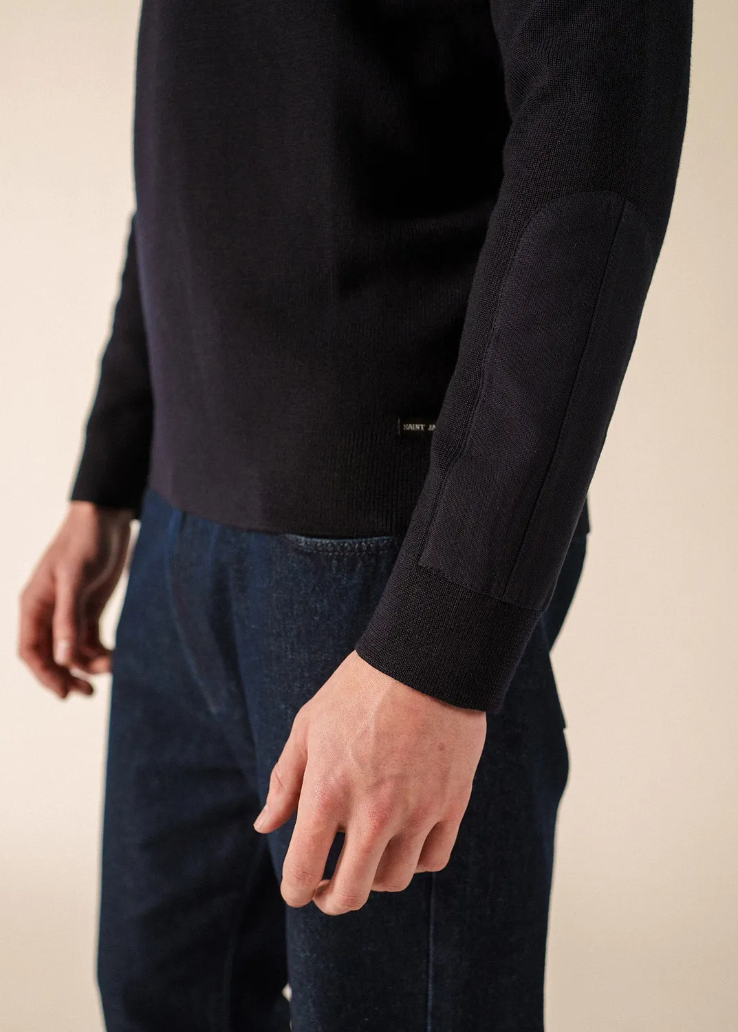 Saint James Loup de mer pull navy laine col montant