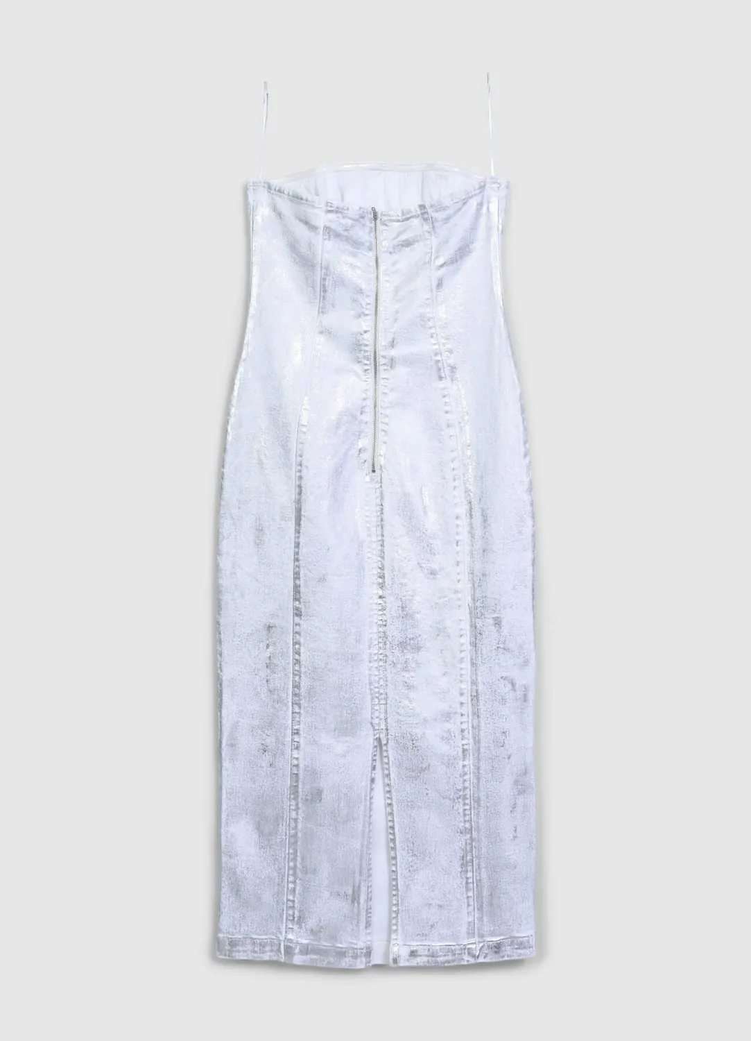 Calliope Atelier robe fourreau denim enduit fente