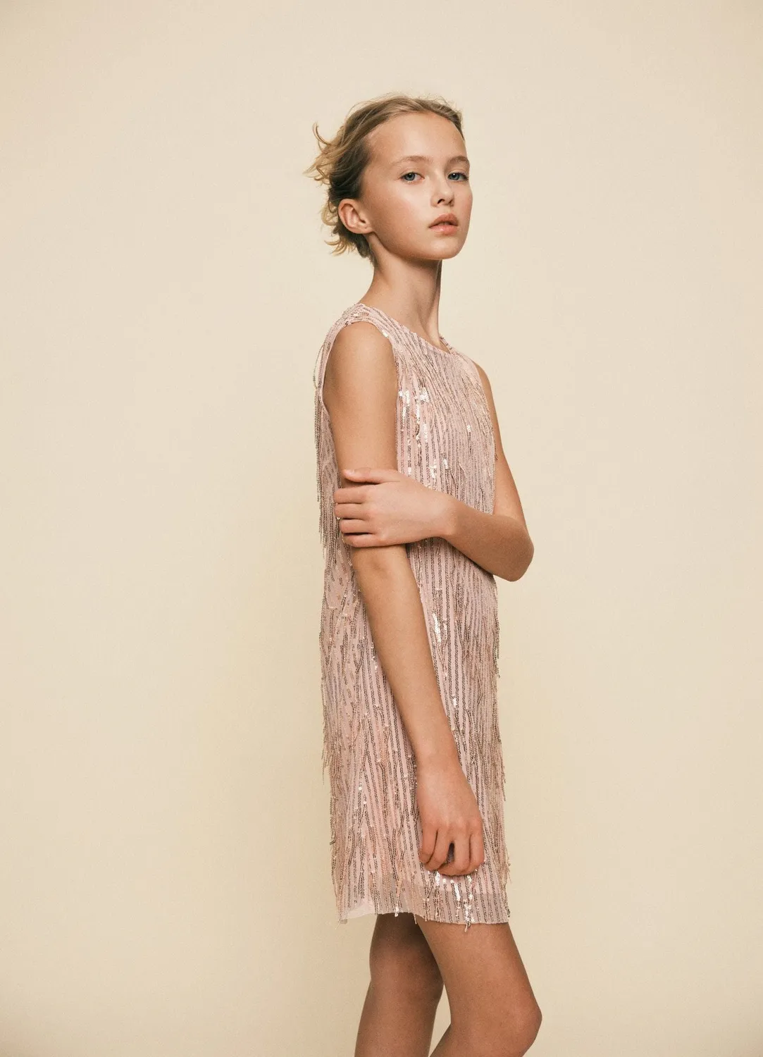 Calliope robe fille paillettes et franges fête