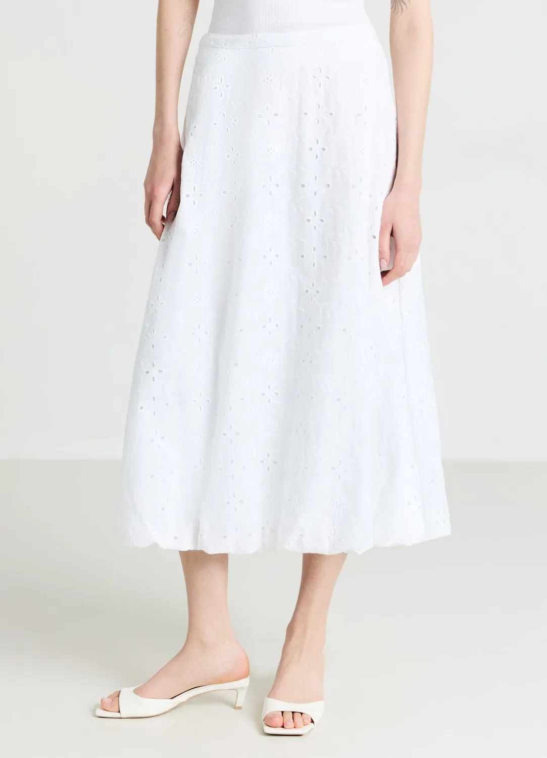Calliope jupe longue femme ballon broderie anglaise