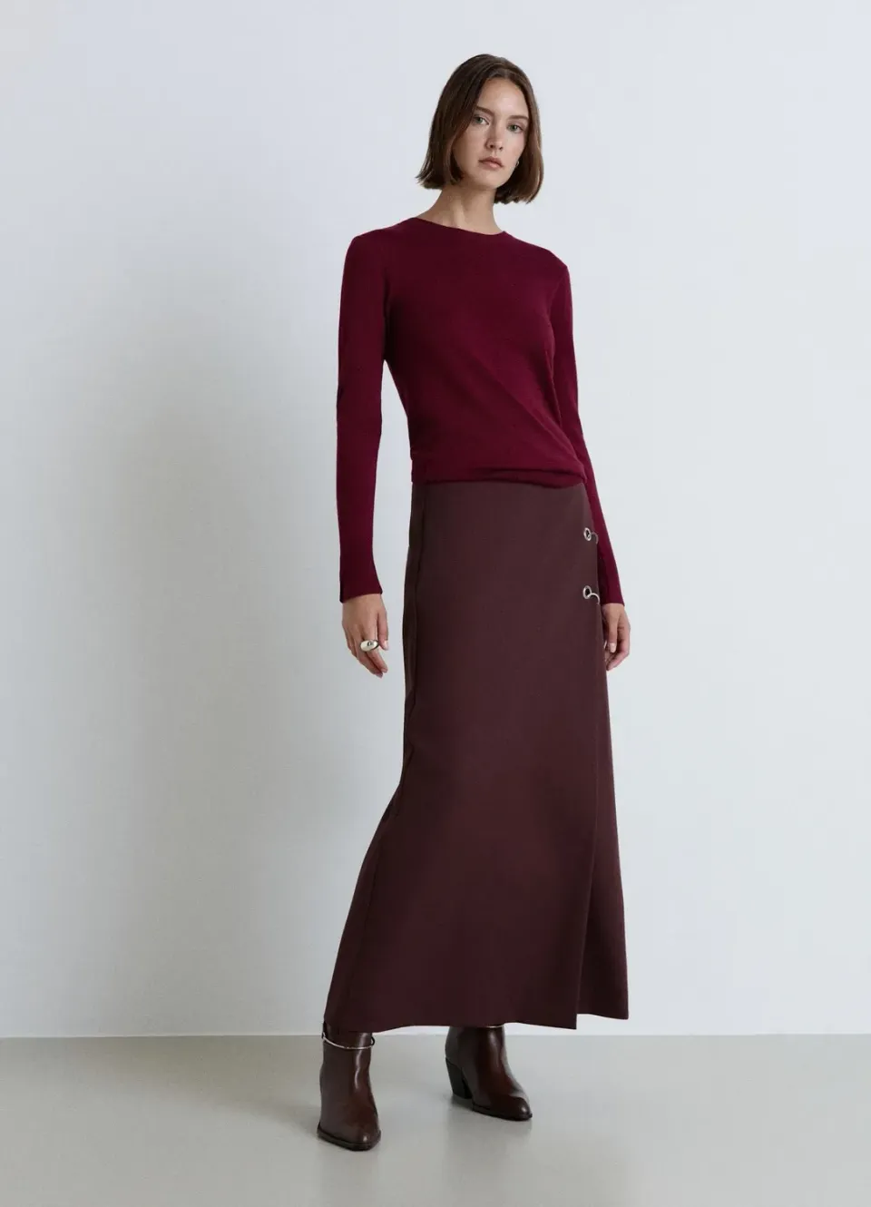 Calliope Circle jupe midi femme œillets taille haute