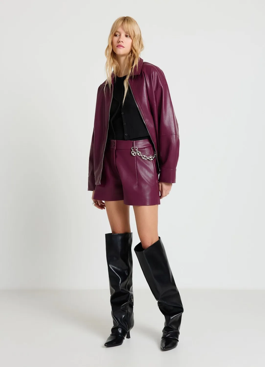 Calliope short à pinces effet cuir femme taille S