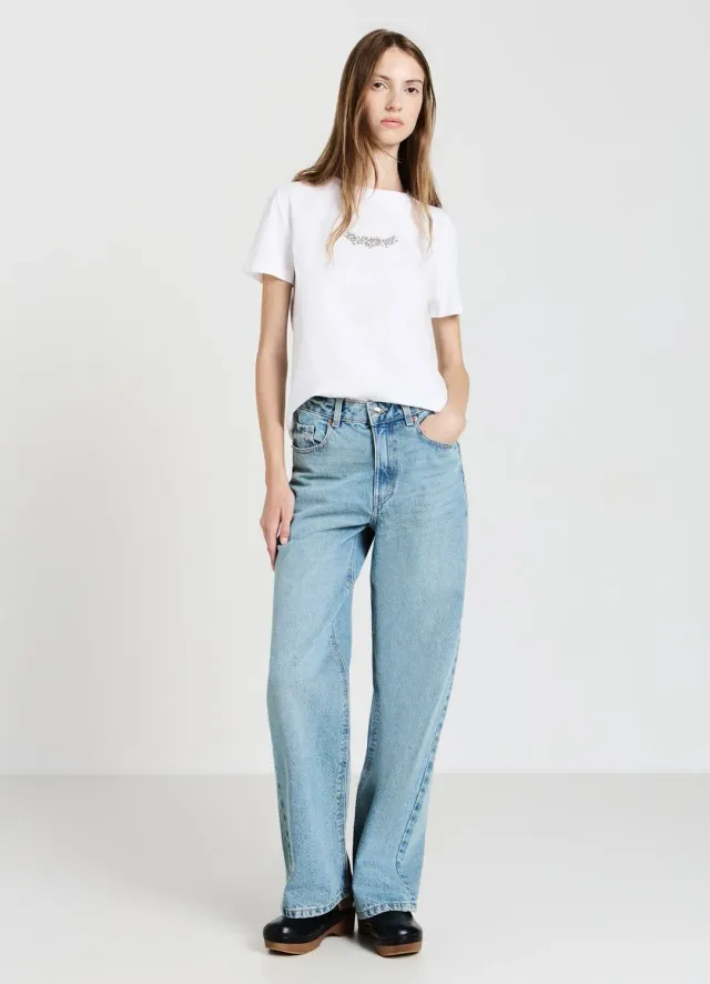 Calliope t-shirt coton strass femme col rond