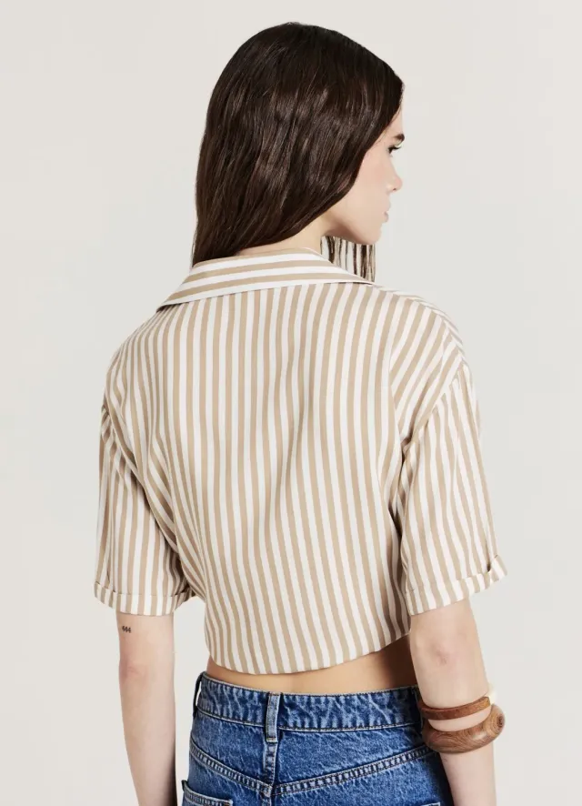 Calliope chemise rayée à nœud femme manches courtes