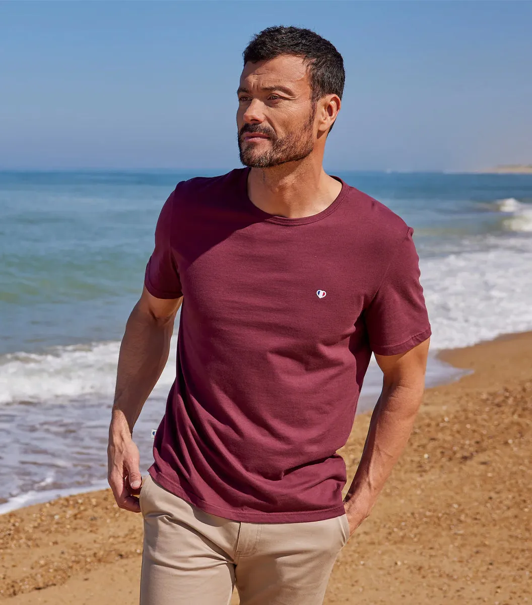 Cocorico Iconique t-shirt homme bordeaux coton
