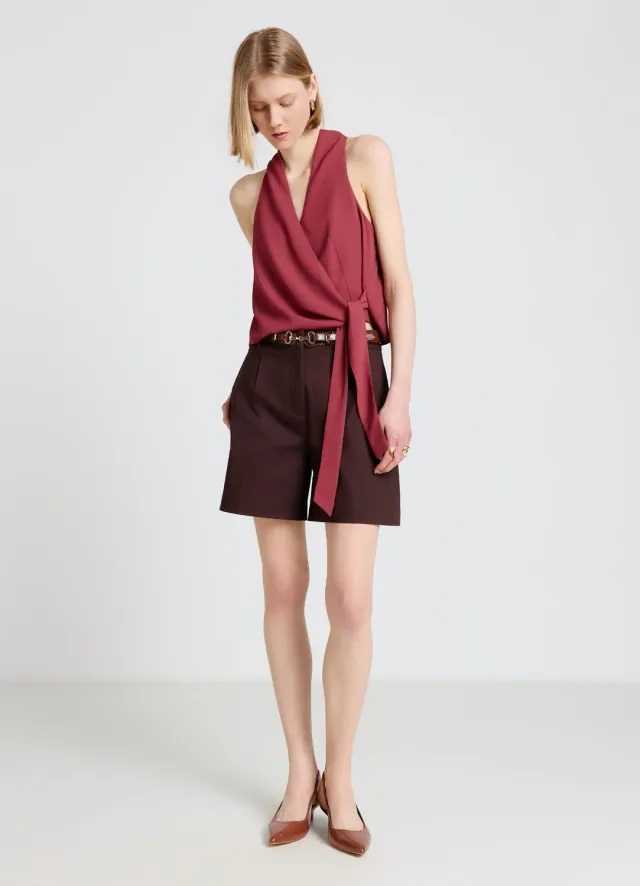 Calliope Top croisé ceinture top femme col V