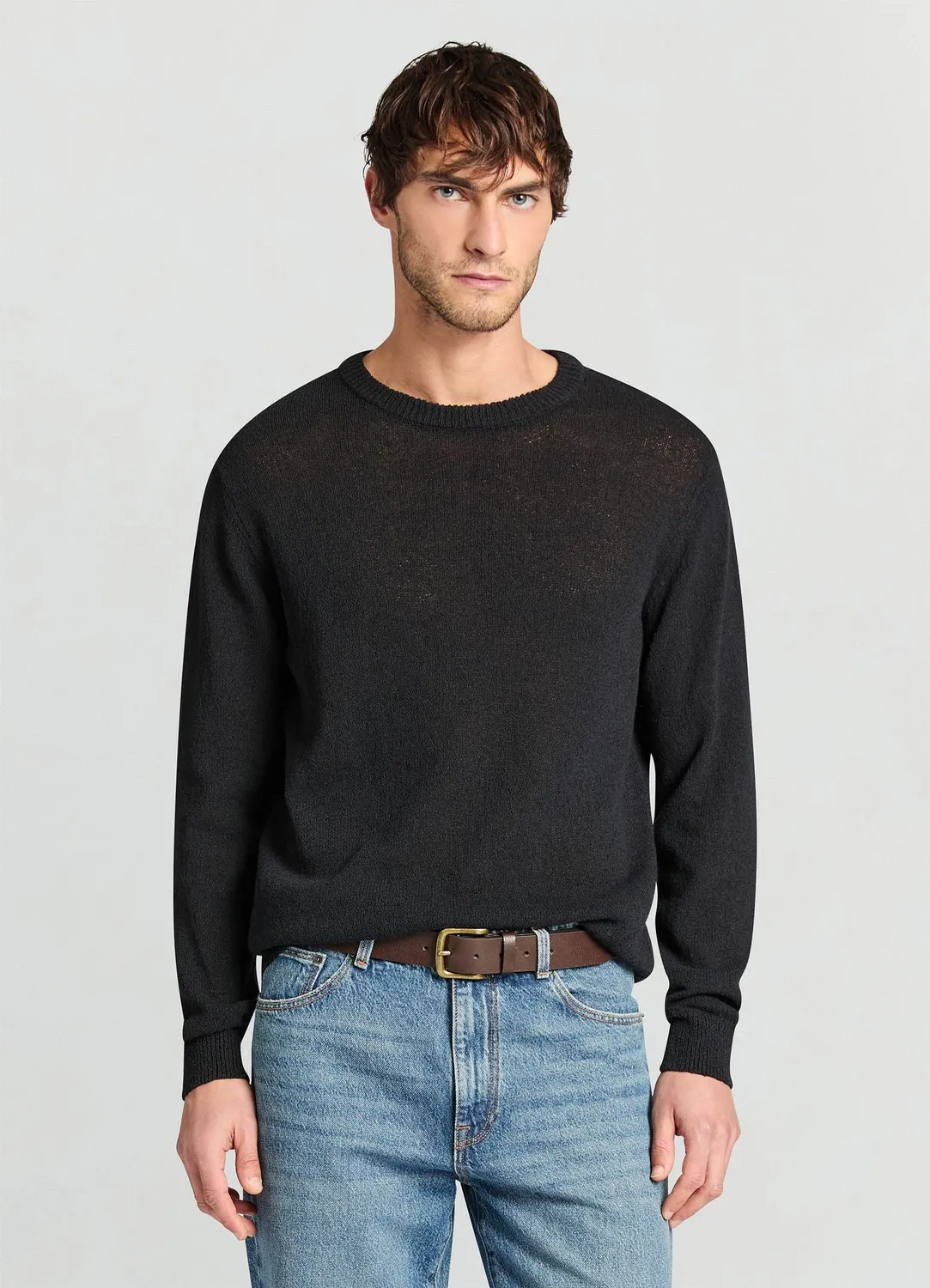 Calliope pull homme col rond uni côtes