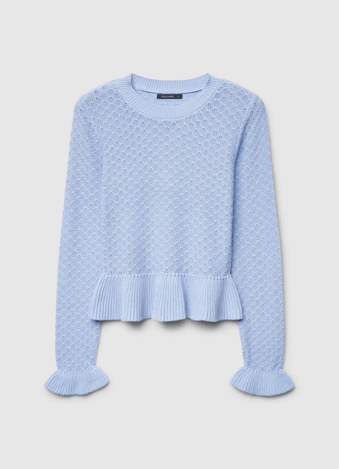 Calliope pull pointelle volants col rond femme