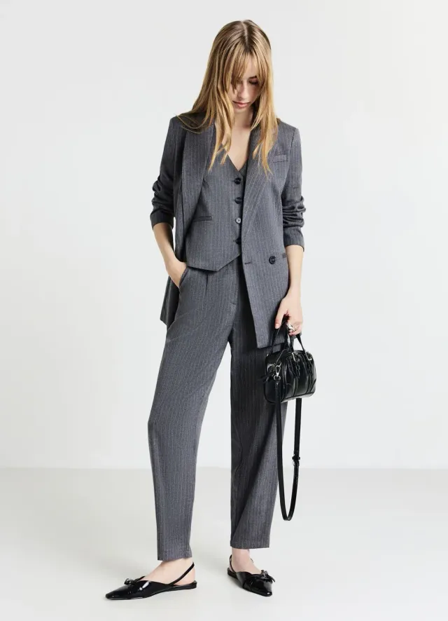 Calliope gilet à rayures femme boutonné ajusté
