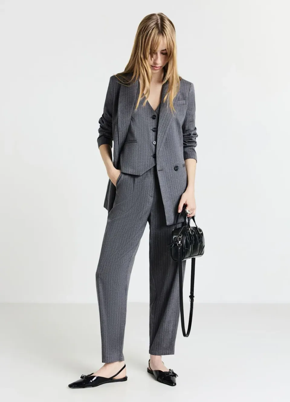 Calliope gilet à rayures femme boutonné ajusté