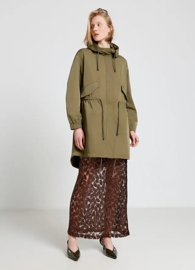 Calliope parka à capuche femme uni taille réglable