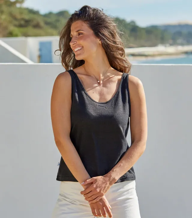 Cocorico Intemporel débardeur femme noir lin