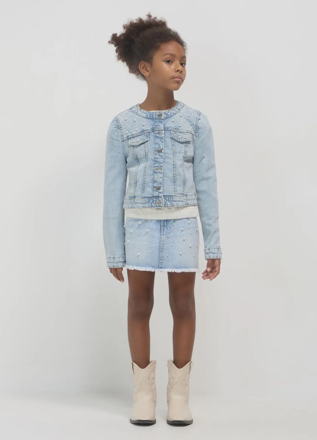 Calliope Veste jean fille denim perles