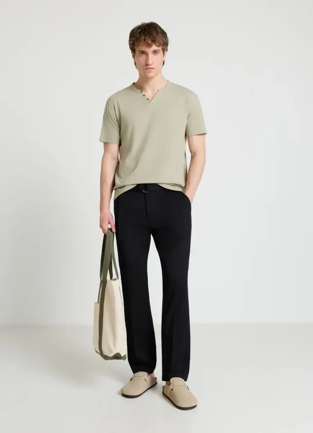 Calliope T-shirt serafino uni homme effet flammé