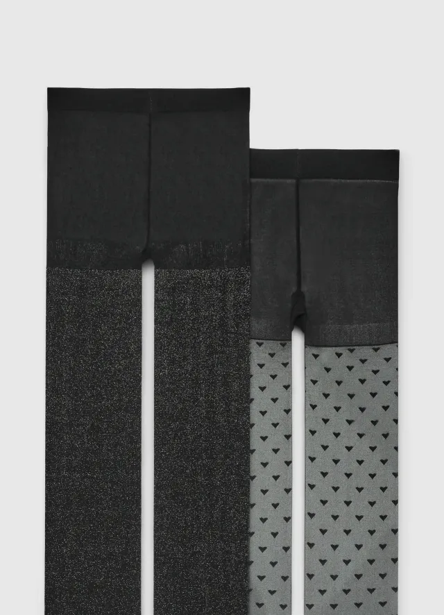 Calliope lot 2 collants fille cœurs brillants