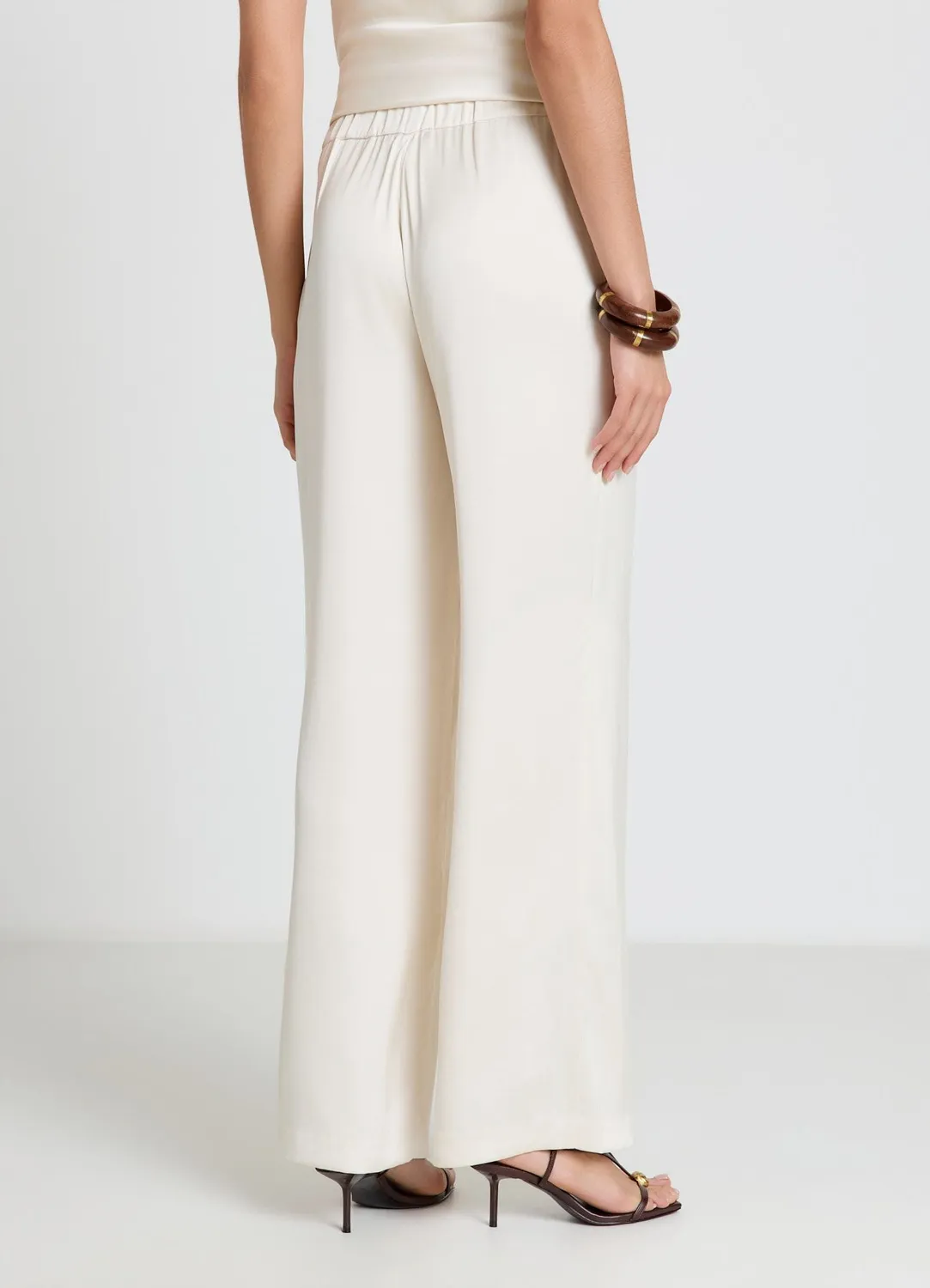 Calliope Palazzo pantalon large uni femme taille haute